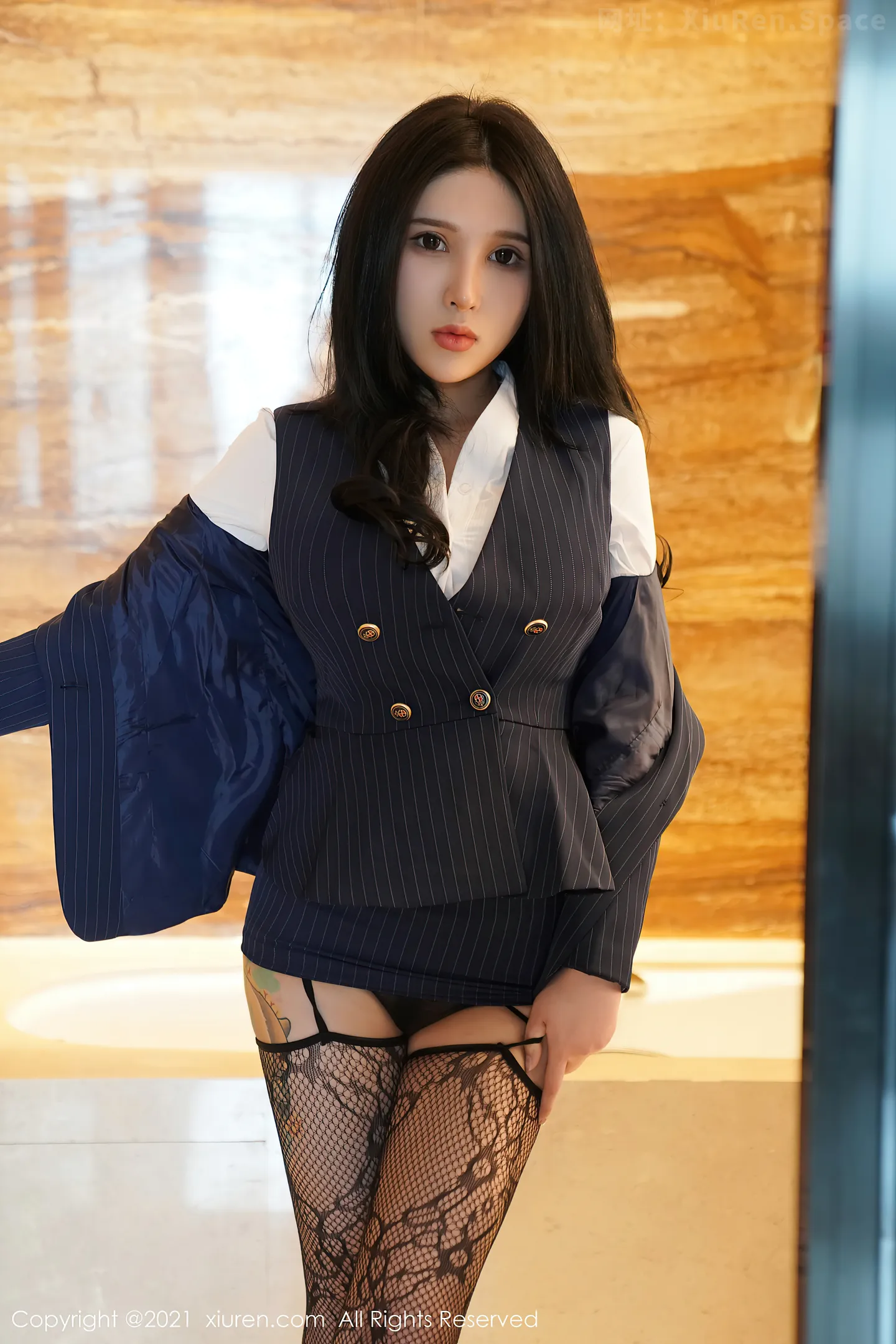 图片[6]-[XiuRen秀人网]VOL.3124 嫩模姝姝不是妹妹职场制服OL主题镂空内衣配黑丝网袜魅惑写真64P-秀人网官方网站